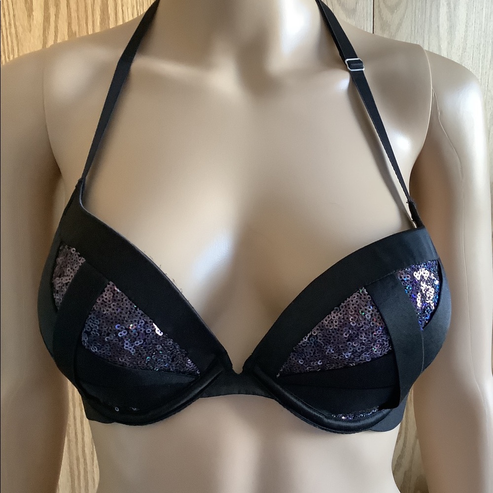 🍉 Victoria’s Secret bra, black with sequins, EUC,